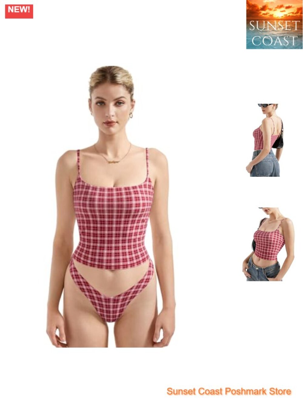 Women Square Neck Tank Top Backless Adjustable Straps Slim Fit Summer Y2K Cami